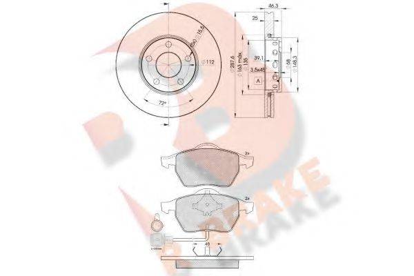 Комплект тормозов, дисковый тормозной механизм R BRAKE 3R08084063