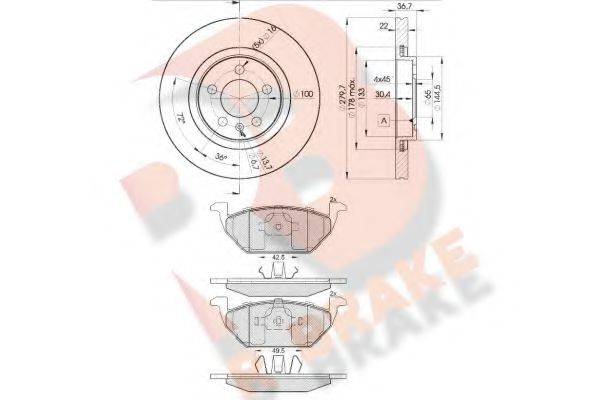 Комплект тормозов, дисковый тормозной механизм R BRAKE 3R13385603
