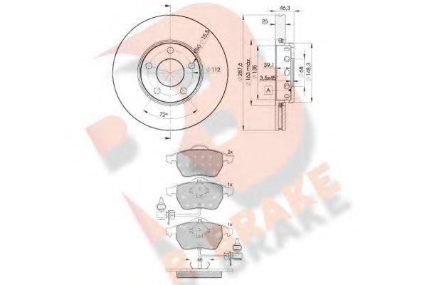 Комплект тормозов, дисковый тормозной механизм R BRAKE 3R13624063
