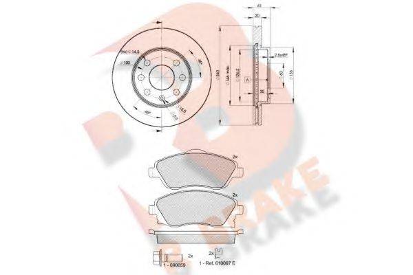 Комплект тормозов, дисковый тормозной механизм R BRAKE 3R15269021