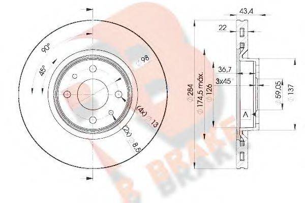 Тормозной диск R BRAKE 78RBD20356