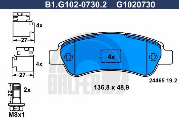 GALFER B1G10207302 Комплект тормозных колодок, дисковый тормоз