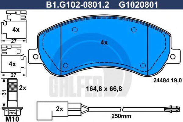GALFER B1G10208012 Комплект тормозных колодок, дисковый тормоз