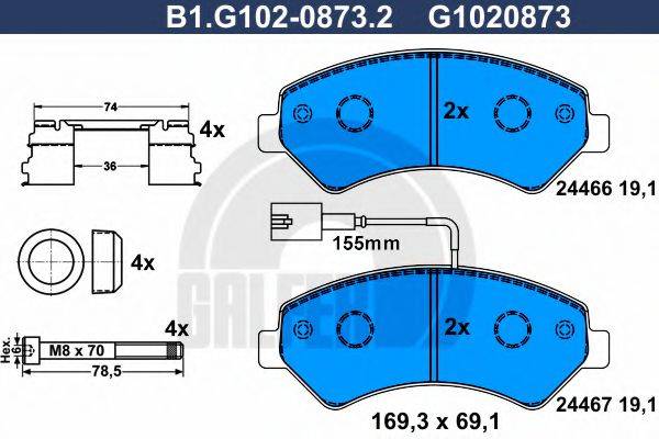 GALFER B1G10208732 Комплект тормозных колодок, дисковый тормоз
