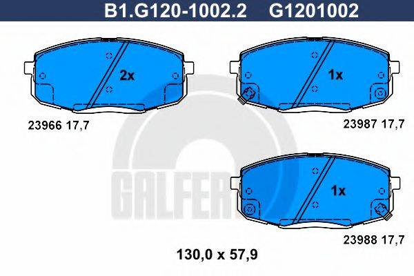 GALFER B1G12010022 Комплект тормозных колодок, дисковый тормоз