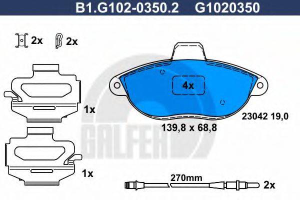GALFER B1G10203502 Комплект тормозных колодок, дисковый тормоз