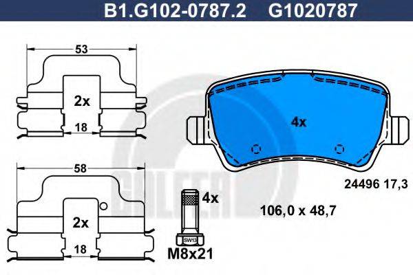 GALFER B1G10207872 Комплект тормозных колодок, дисковый тормоз