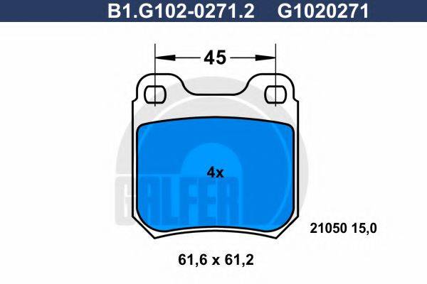 Комплект тормозных колодок, дисковый тормоз GALFER B1.G102-0271.2