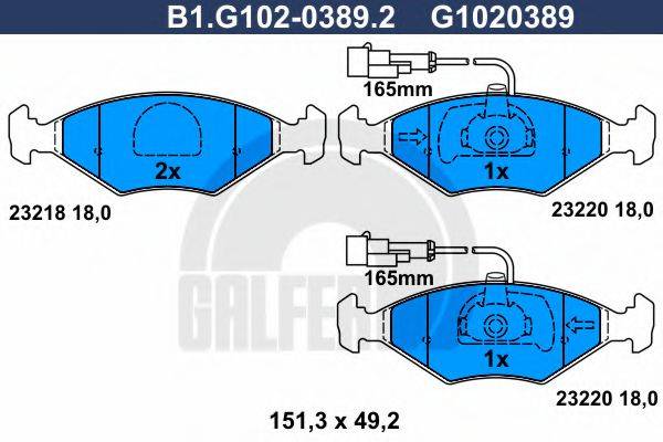 GALFER B1G10203892 Комплект тормозных колодок, дисковый тормоз