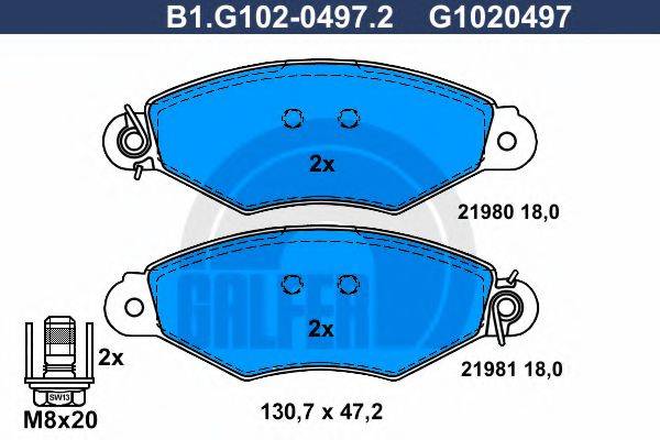 GALFER B1G10204972 Комплект тормозных колодок, дисковый тормоз
