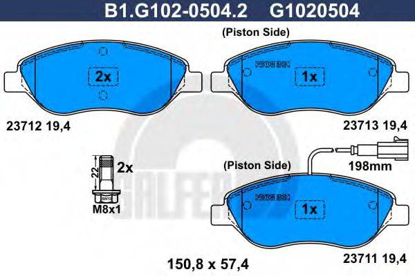 GALFER B1G10205042 Комплект тормозных колодок, дисковый тормоз