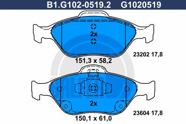 GALFER B1G10205192 Комплект тормозных колодок, дисковый тормоз