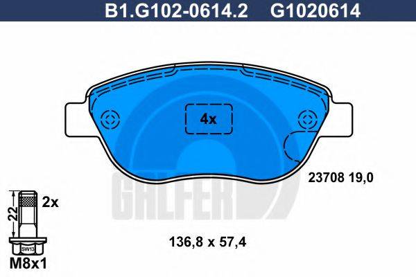 GALFER B1G10206142 Комплект тормозных колодок, дисковый тормоз