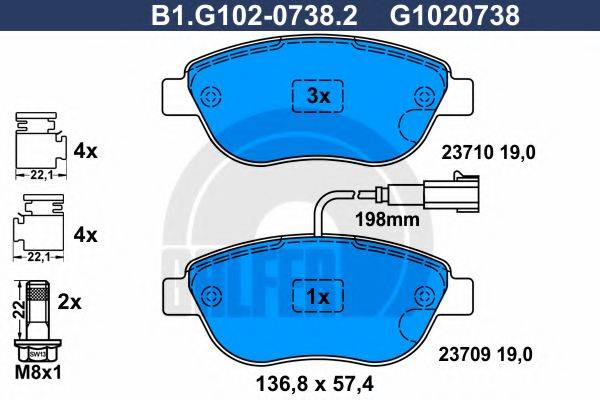 GALFER B1G10207382 Комплект тормозных колодок, дисковый тормоз