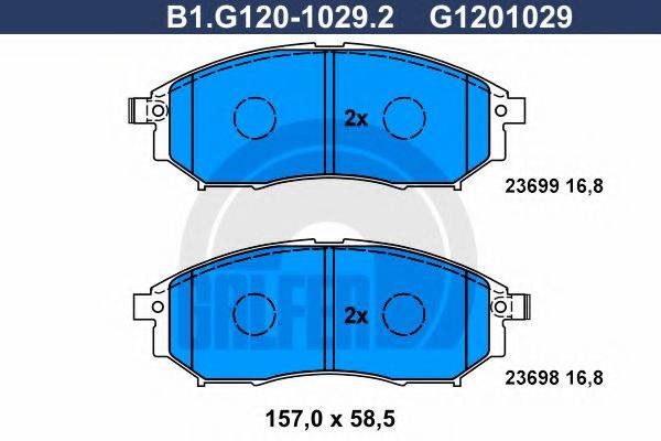 Комплект тормозных колодок, дисковый тормоз GALFER B1.G120-1029.2