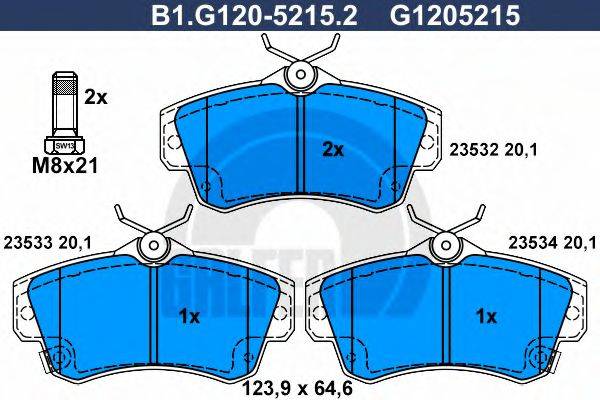 GALFER B1G12052152 Комплект тормозных колодок, дисковый тормоз