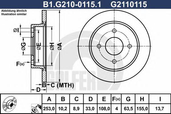 GALFER B1G21001151 Тормозной диск
