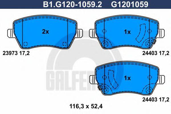 GALFER B1G12010592 Комплект тормозных колодок, дисковый тормоз