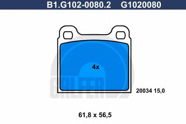 Комплект тормозных колодок, дисковый тормоз GALFER B1.G102-0080.2