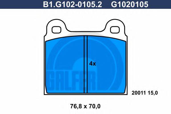 Комплект тормозных колодок, дисковый тормоз GALFER B1.G102-0105.2