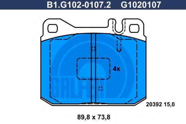 Комплект тормозных колодок, дисковый тормоз GALFER B1.G102-0107.2