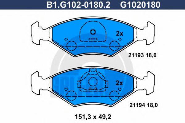 GALFER B1G10201802 Комплект тормозных колодок, дисковый тормоз