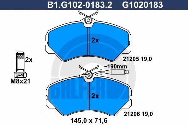 GALFER B1G10201832 Комплект тормозных колодок, дисковый тормоз
