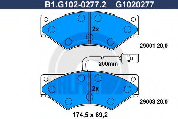 GALFER B1G10202772 Комплект тормозных колодок, дисковый тормоз