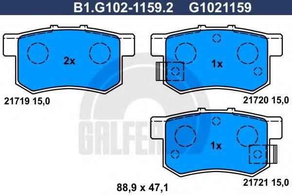 GALFER B1G10211592 Комплект тормозных колодок, дисковый тормоз