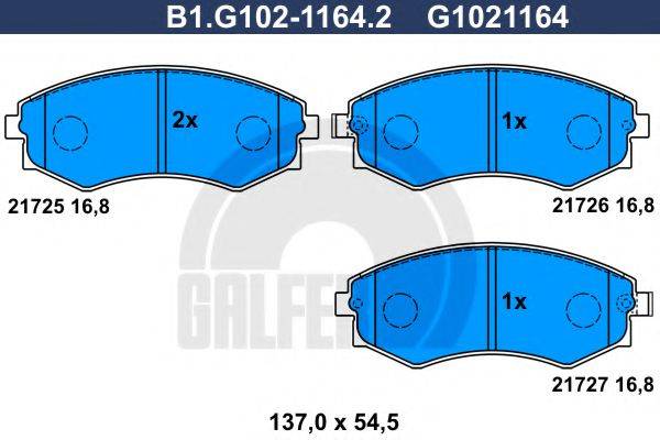 Комплект тормозных колодок, дисковый тормоз GALFER B1.G102-1164.2