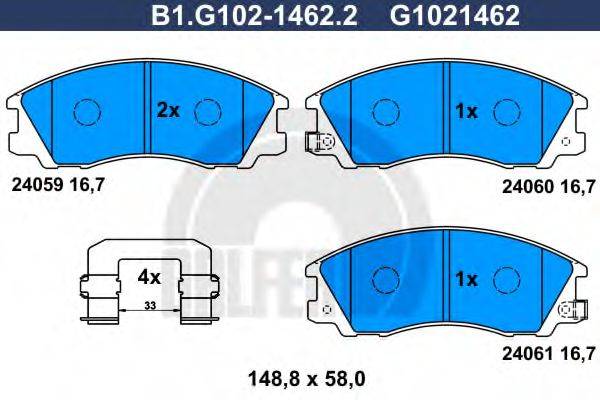 GALFER B1G10214622 Комплект тормозных колодок, дисковый тормоз
