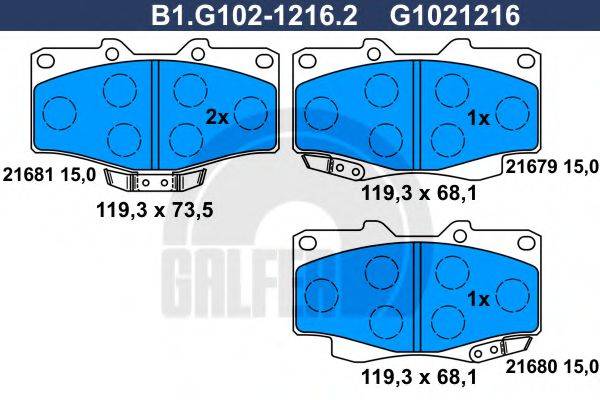 GALFER B1G10212162 Комплект тормозных колодок, дисковый тормоз