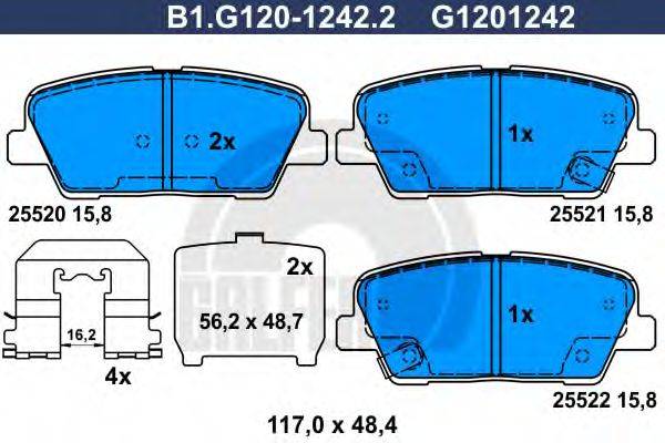 GALFER B1G12012422 Комплект тормозных колодок, дисковый тормоз