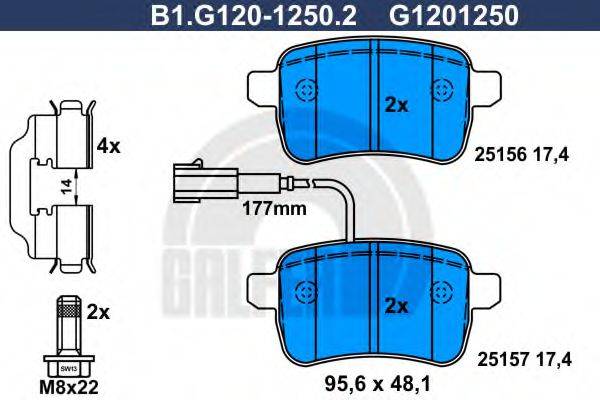 GALFER B1G12012502 Комплект тормозных колодок, дисковый тормоз