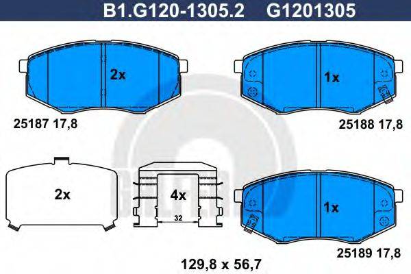 GALFER B1G12013052 Комплект тормозных колодок, дисковый тормоз