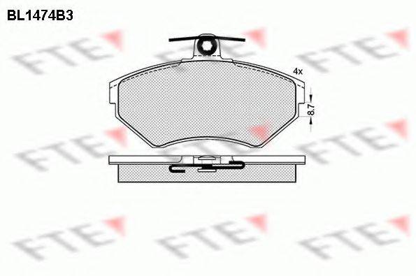 Комплект тормозных колодок, дисковый тормоз FTE BL1474B3