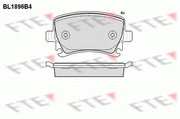 Комплект тормозных колодок, дисковый тормоз FTE BL1896B4