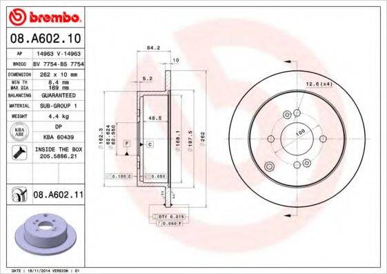 BREMBO 08A60210 Тормозной диск