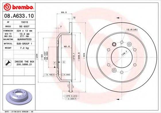 BREMBO 08A63310 Тормозной диск