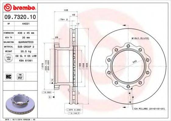 Тормозной диск BREMBO 09.7320.10