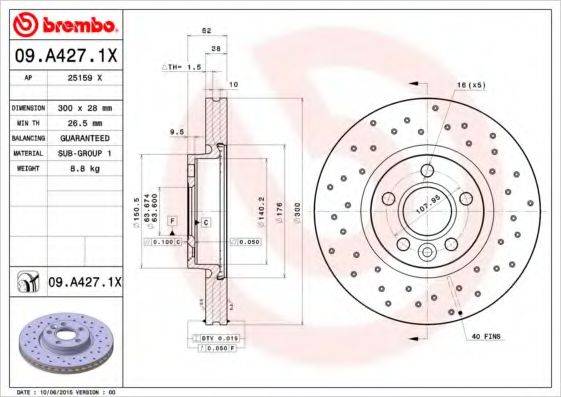 BREMBO 09A4271X Тормозной диск