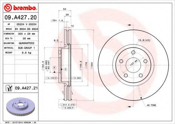 Тормозной диск BREMBO 09.A427.20