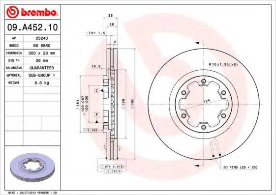 BREMBO 09A45210 Тормозной диск