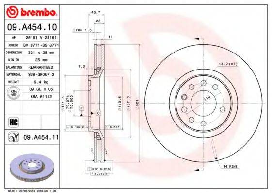 BREMBO 09A45410 Тормозной диск