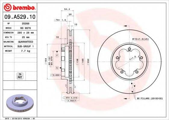 BREMBO 09A52910 Тормозной диск