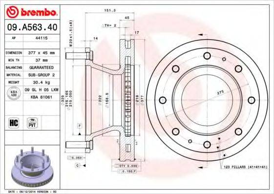 BREMBO 09A56340 Тормозной диск