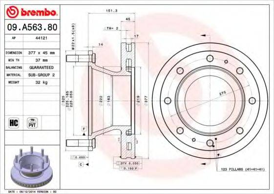 BREMBO 09A56380 Тормозной диск