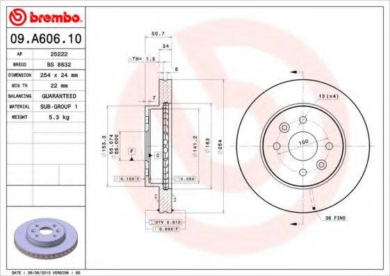 BREMBO 09A60610 Тормозной диск