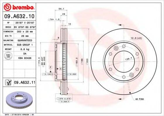 BREMBO 09A63210 Тормозной диск