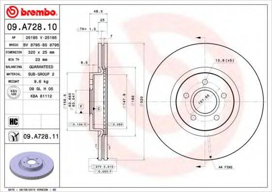 Тормозной диск BREMBO 09.A728.10